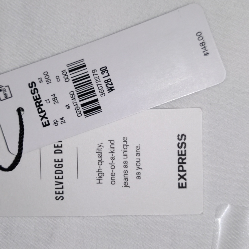 Express Selvedge Denim Slim Straight Jeans Mens 28x30 White Cotton Denim - Picture 13 of 13